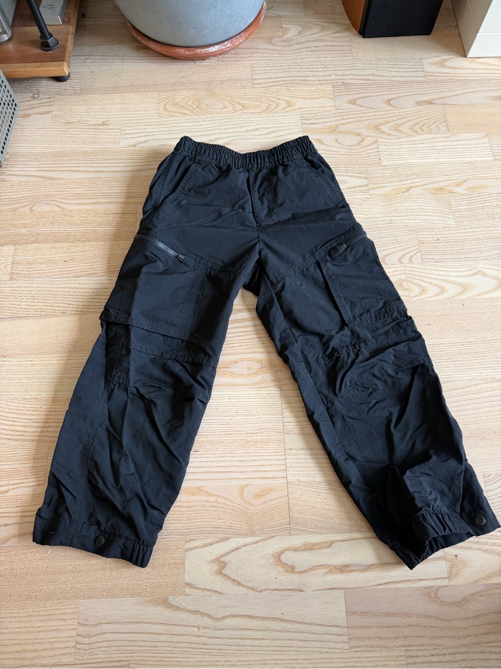 Kid’s Black Cargo Pants with Elastic Waist